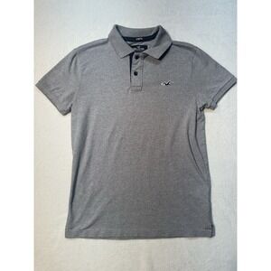 Y2K Hollister Epic Flex Stretch Polo Shirt Mens Size S Small Short Sleeve Gray